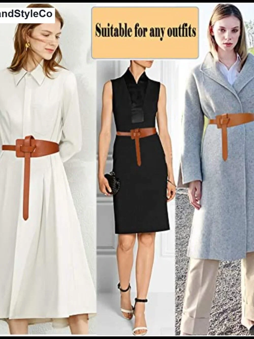 Genuine Leather Tie Knot Waist Belt for Women